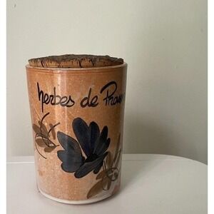 Vintage French Herbes de Provence Ceramic Canister Cork Lid Made in France